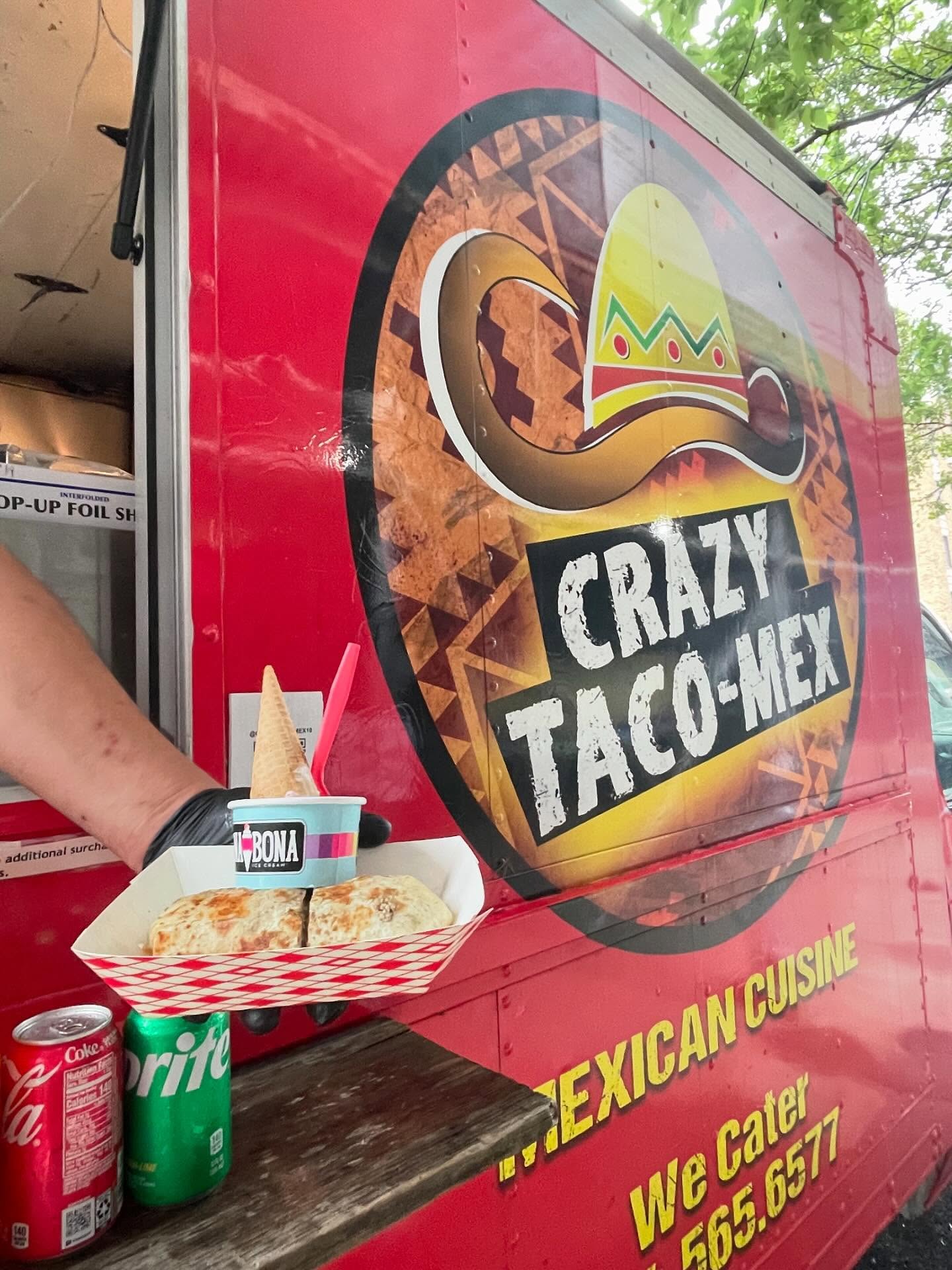Crazy TacoMex red food truck ready for an event